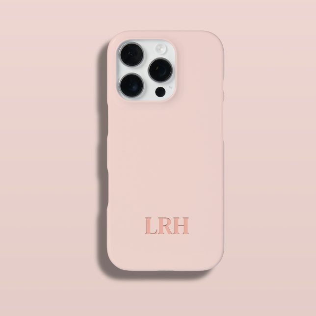 Monogramme initial simple à double couche (Peachy blush tones popular monogrammed iphone case)