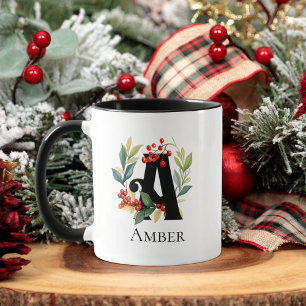 Monogramme Initiale Une Mug Florale De Botanique