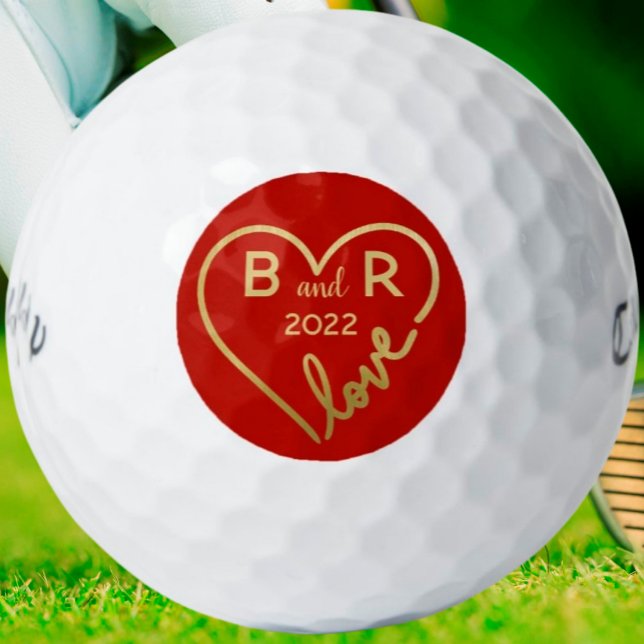 Monogramme/Initialen der Liebe des Herzens Golfball (Von Creator hochgeladen)