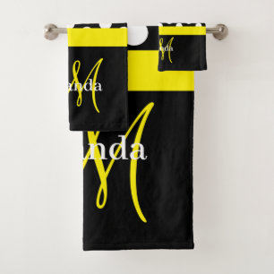Monogramme jaune noir blanc Polka point