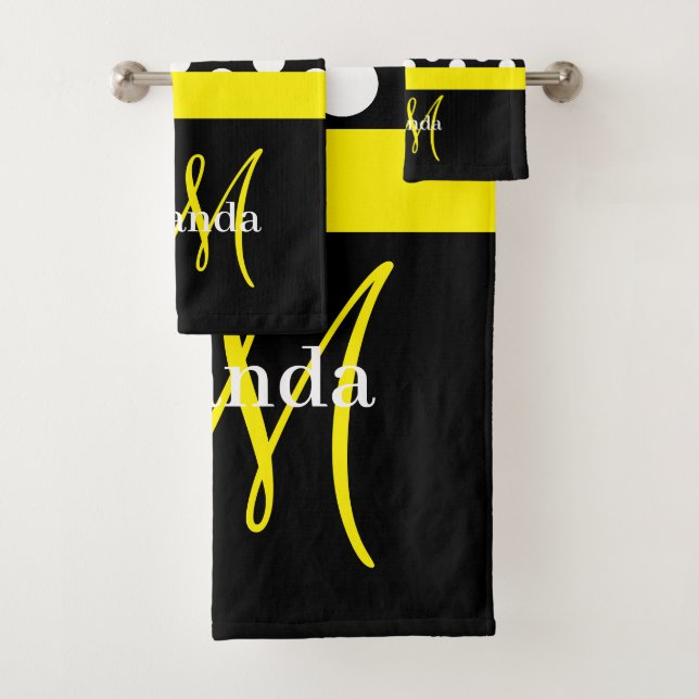 Monogramme jaune noir blanc Polka point (En situation)