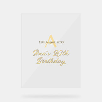 monogramme joyeux 20e anniversaire gris orange pas