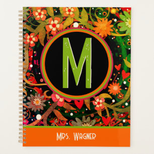 Monogramme joyeux Nom personnalisé Floral Enseigna