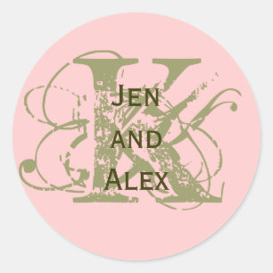 Monogramme K et Noms Sticker rose
