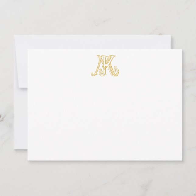 Monogramme KM carte pour notes ou Monogramme MK (Devant)