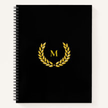 Monogramme & Laurel sur Carnet noir