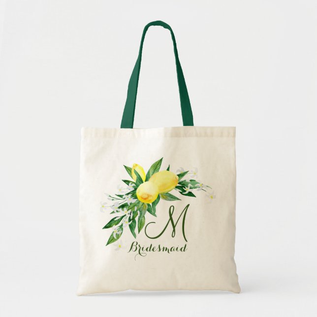 Monogramme Lemons Blossom Bridesmaid Sac fourre-to (Devant)
