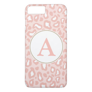 Monogramme léopard rose pâle iPhone 7 Plus Coque