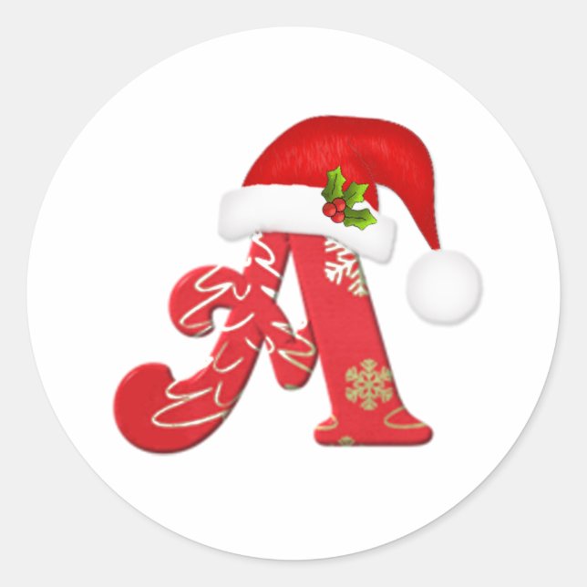 Monogramme lettre A, Sticker de Noël du chapeau de (Devant)