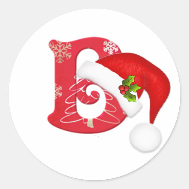 Monogramme lettre B, Sticker de Noël de chapeau de (Devant)