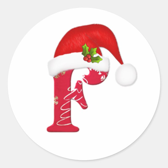 Monogramme lettre F, Sticker de Noël du chapeau de (Devant)