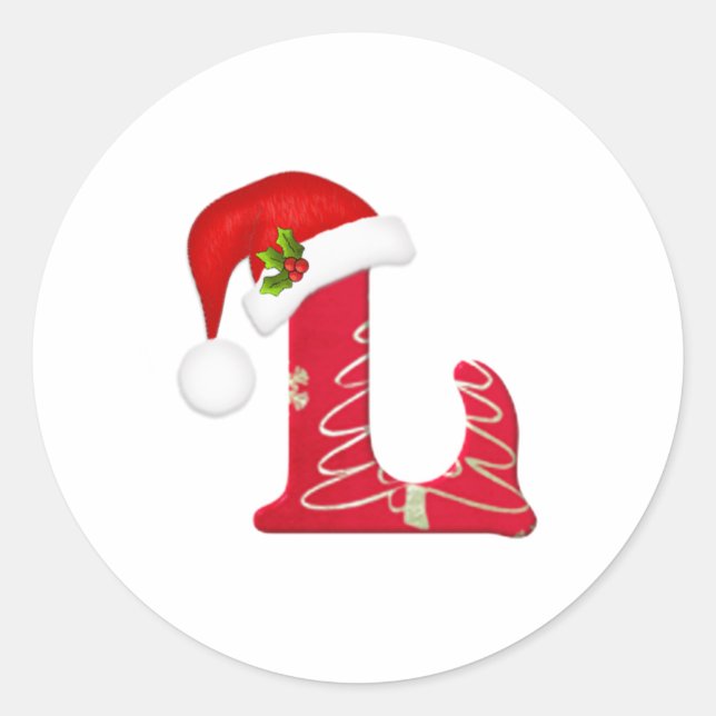 Monogramme lettre L, Sticker de Noël du chapeau de (Devant)