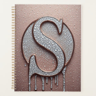 Monogramme Lettre S en Or Rose avec Gouttelettes d
