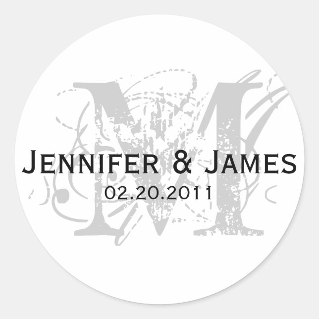Monogramme M Enregistrer le sticker Mariage de dat (Devant)