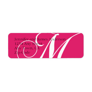Monogramme M Étiquettes d'adresse de retour rose