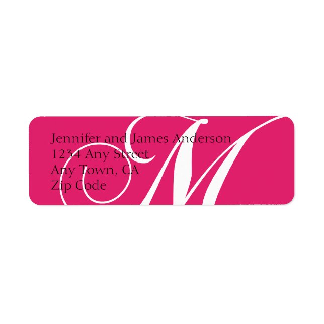 Monogramme M Étiquettes d'adresse de retour rose (Devant)