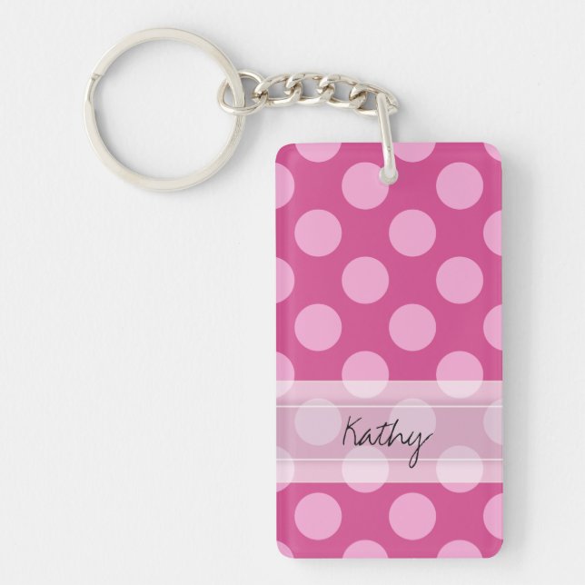 Monogramme Magenta Pink Chic Polka Motif (Devant)