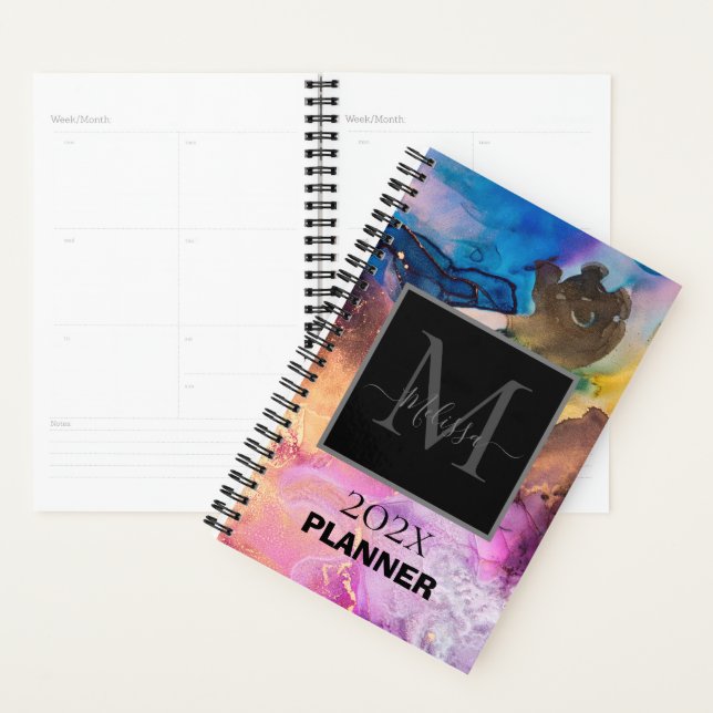 Monogramme marbré coloré personnalisable (Devant avec enveloppe)