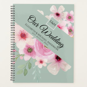 Monogramme Mariage Couple Rose Blush Floral