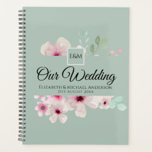 Monogramme Mariage Couple Rose Blush Floral