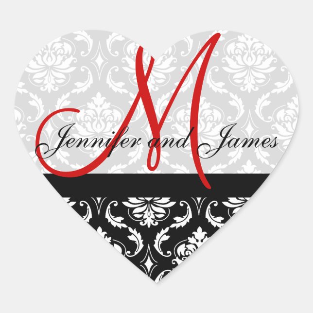 Monogramme Mariage damassé Favoriser Stickers Roug (Devant)