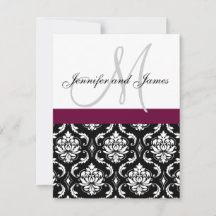 Monogramme Mariage damassé Invitation Vin Rouge