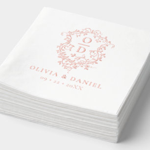 Monogramme Mariage de crête florale moderne Rose o