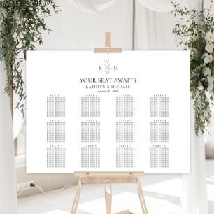 Monogramme Mariage de feuille d'olive 12 Tableau d