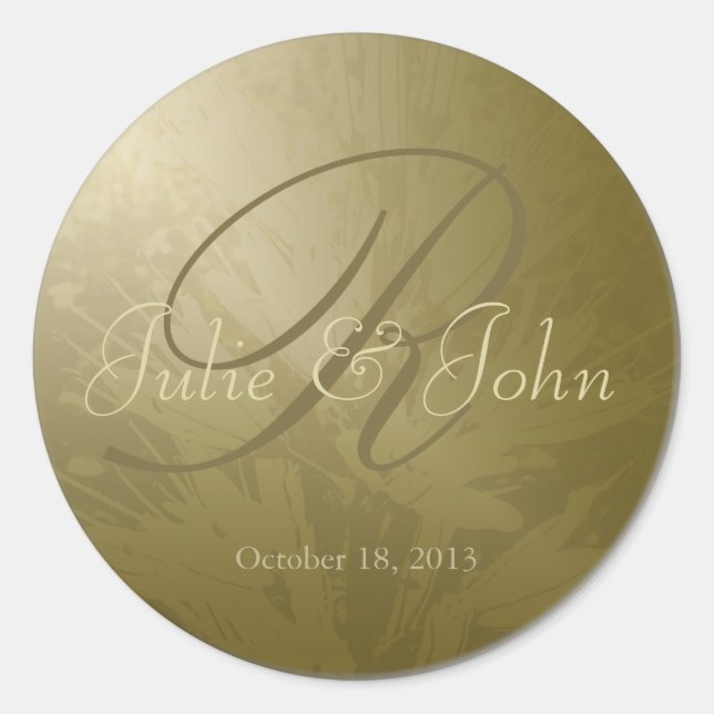 Monogramme mariage de fleurs d'or - Sticker 1 (Devant)