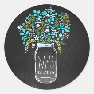 monogramme mariage et autocollants de pot de date 