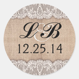 monogramme mariage et autocollants en dentelle