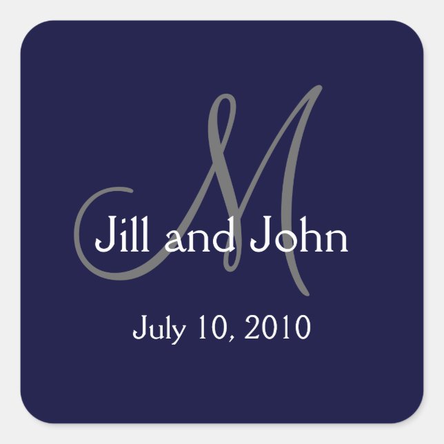 Monogramme Mariage Faveur Stickers Marine (Devant)