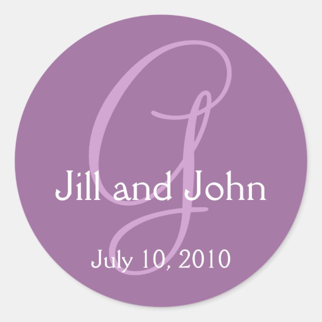 Monogramme Mariage mariée Groom Date Autocollant v (Devant)