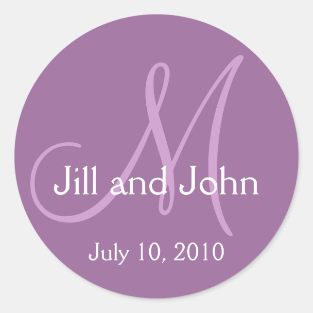 Monogramme Mariage mariée Groom Date Autocollant v (Devant)