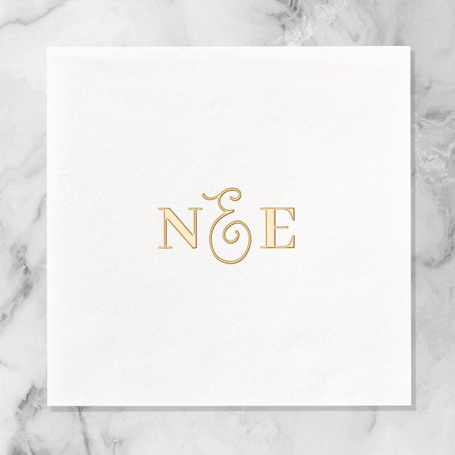 Monogramme Mariage minimaliste Élégant Script Gold (Stylishly Personalize with the Bride & Groom's Monogram Initials.)