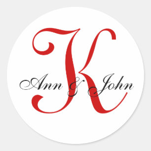 Monogramme Mariage Red Bride Groom Noms Sticker