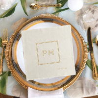 Monogramme mariage simple et moderne en feuille d'
