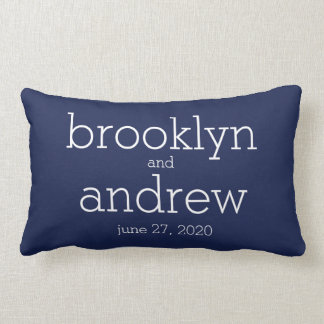 Monogramme Marine Bleu Mariage moderne Coussins