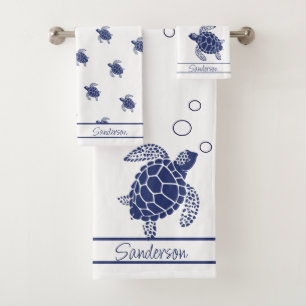 Monogramme Marine Turtle Bleu blanc et marine