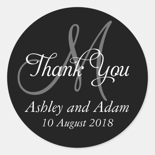 Monogramme Merci Mariage Favoriser Étiquette (Devant)