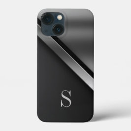 Monogramme métallique en acier noir iPhone / coque