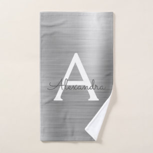 Monogramme métallique en verre chic argenté