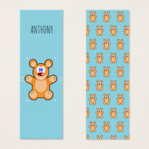 Monogramme mignon ours brun en peluche bleu signet