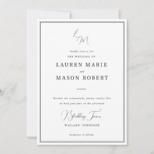 Monogramme minimaliste Faire-part de mariage