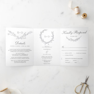 Monogramme minimaliste Invitations de mariage tout