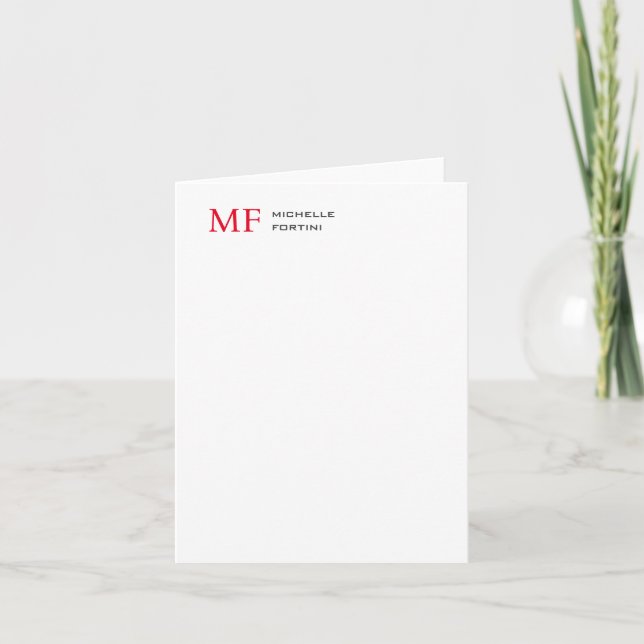 Monogramme minimaliste moderne Initiale Rouge Blan (Devant)
