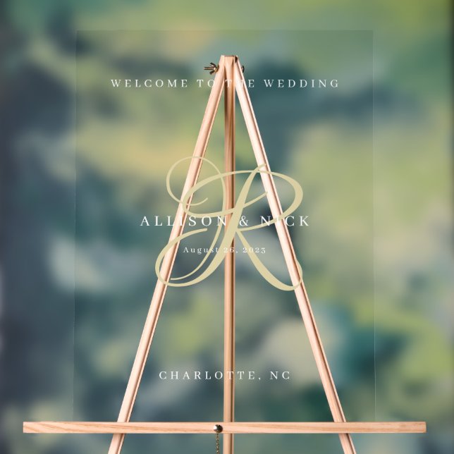 Monogramme minimaliste or Accueil Mariage clair (Neutre)