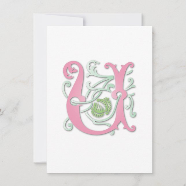 Monogramme mit Wirbel Einladung (Vorderseite)