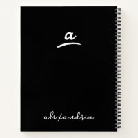Monogramme moderne à gauche Carnet spiral noir