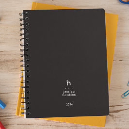 Monogramme moderne Black Noir tendance hebdomadair